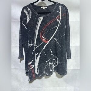 Jess & Jane Women’s XL Tunic Top Dolman Sleeve Mineral Wash Asymmetric Hem Boho